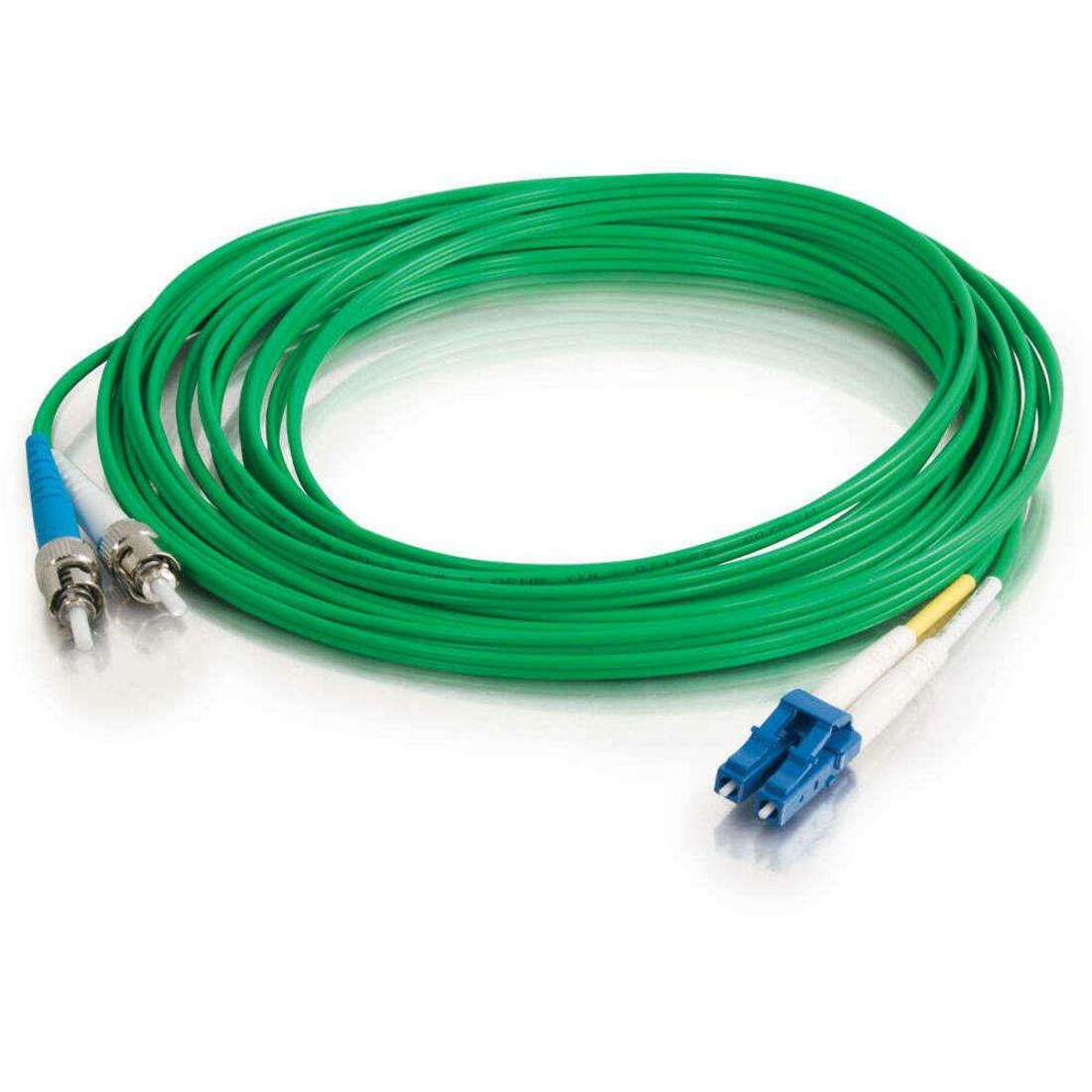 C2G-5m LC-ST 9/125 OS1 Duplex Singlemode Fiber Optic Cable (Plenum-Rated) - Green