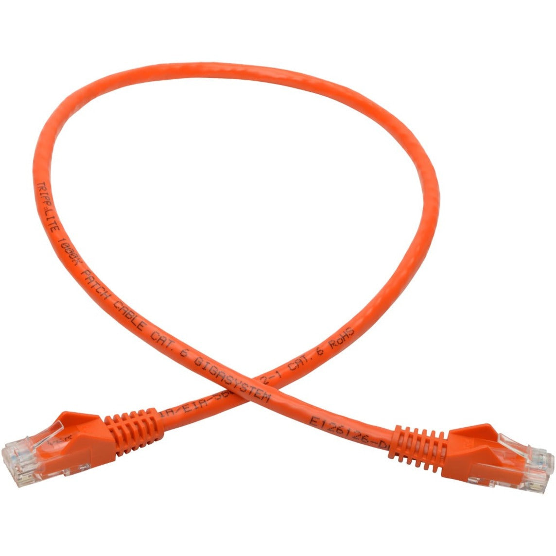 Tripp Lite Cat6 Gigabit Snagless Molded (UTP) Ethernet Cable (RJ45 M/M) PoE Orange 2 ft. (0.61 m)
