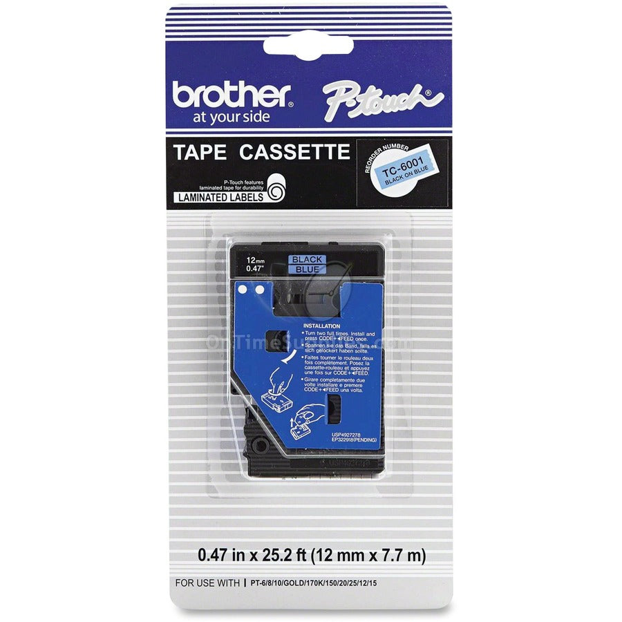 TC6001 12MM BLACK ON BLUE