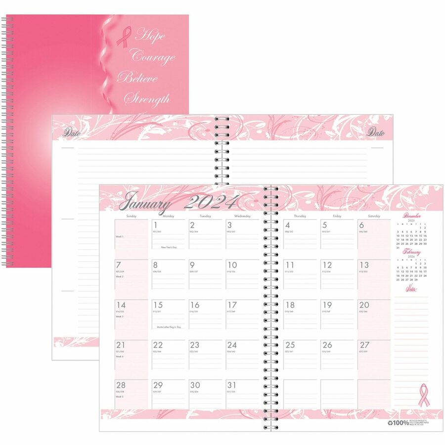 House of Doolittle BCA Pink Cover Monthly Wirebound Journal
