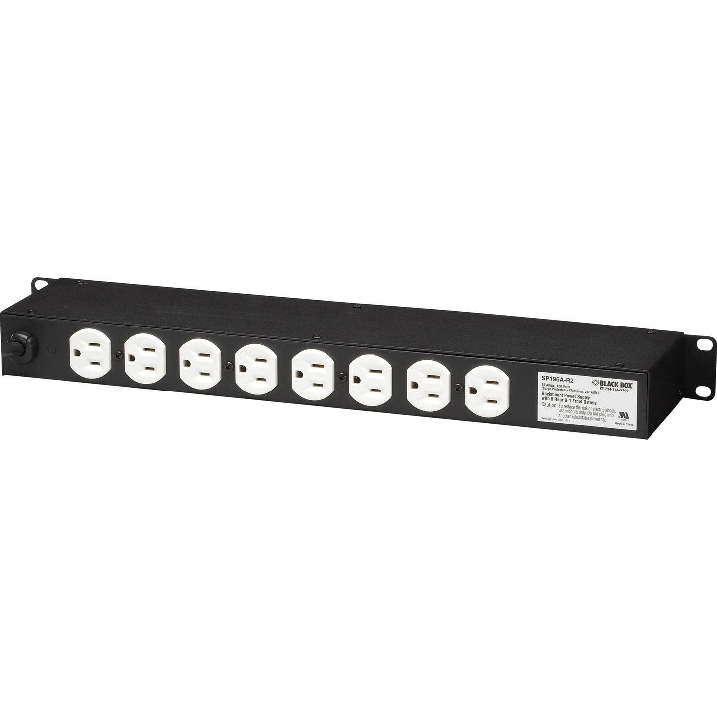Black Box Rackmount PDU with Surge Protection 120V 15A 9-Outlet