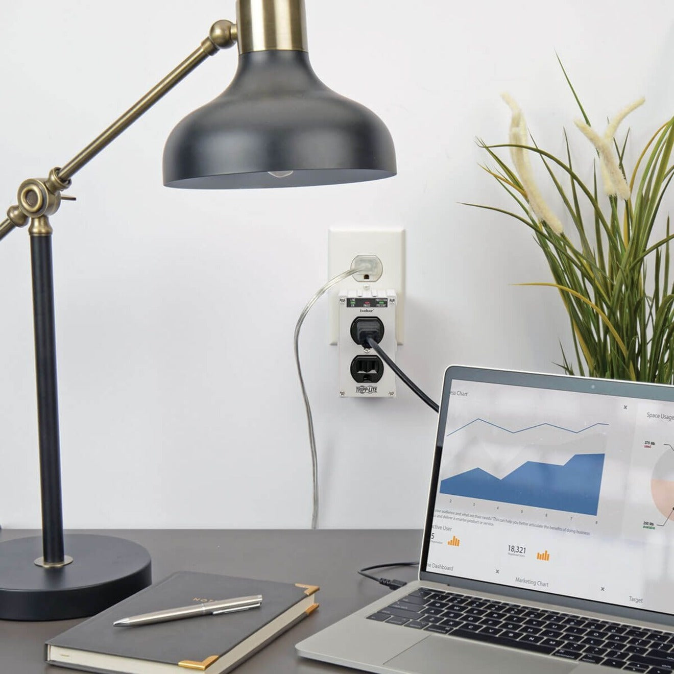 Tripp Lite Isobar 2-Outlet Surge Protector Direct Plug-In 1410 Joules Diagnostic LEDs Metal Housing