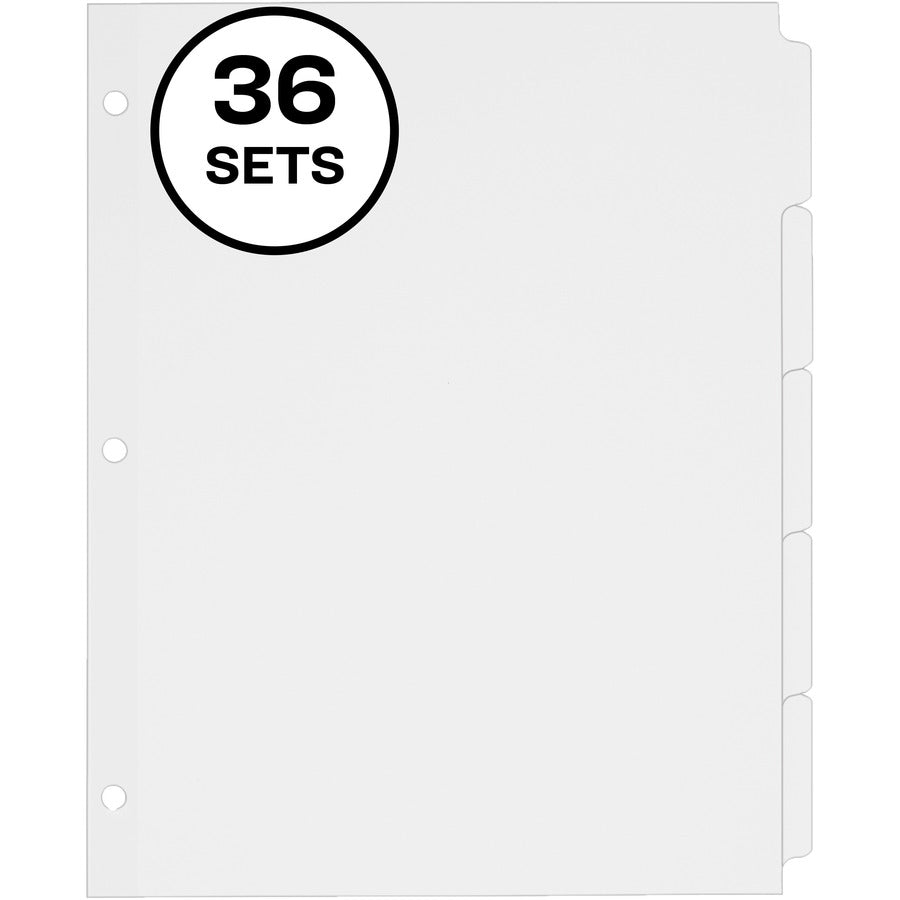 Avery® Plain Tab Write & Erase Dividers 5 Tabs White 36 Sets (11506)