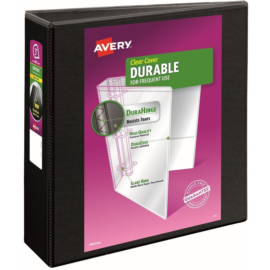 Avery® Durable View 3 Ring Binder 3 Inch EZD Rings 1 Black Binder (09700)