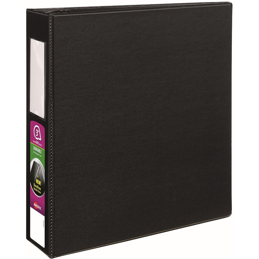 Avery® Durable 3 Ring Binder 3" One Touch EZD Rings Label Holder 1 Black Binder (08702)