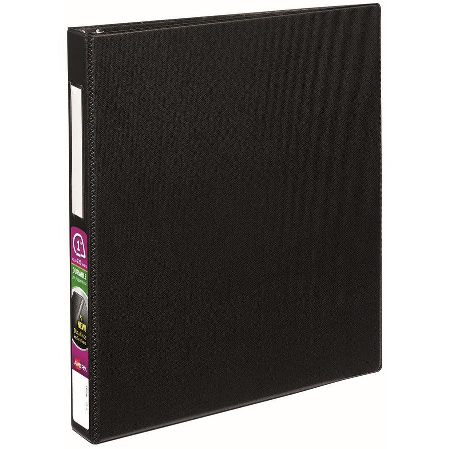 Avery® Durable 3 Ring Binder 1" One Touch EZD Rings Label Holder 1 Black Binder (08302)