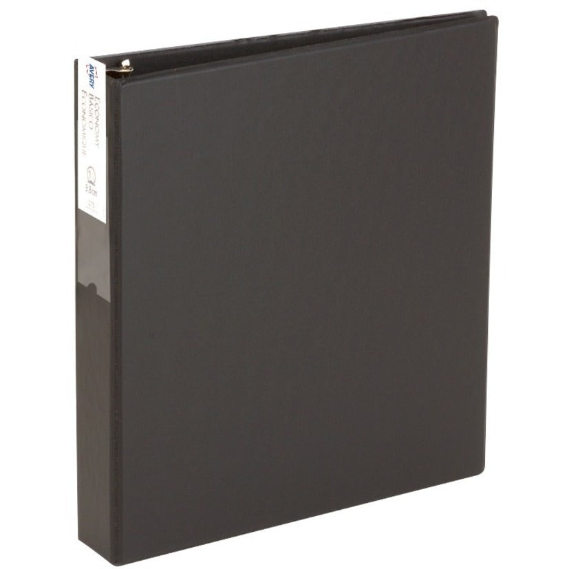 Avery® Economy 3 Ring Binder 1.5" Round Rings Label Holder 1 Black Binder (04401)