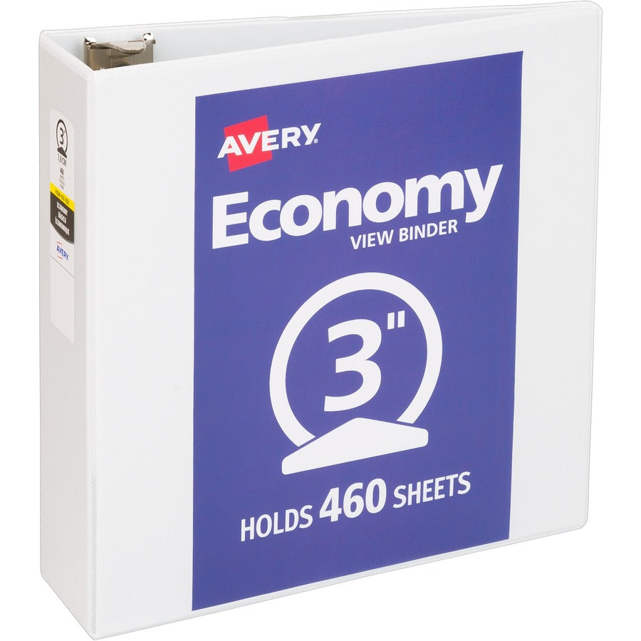 Avery® Economy View 3 Ring Binder 3" Round Rings 1 White Binder (05741)