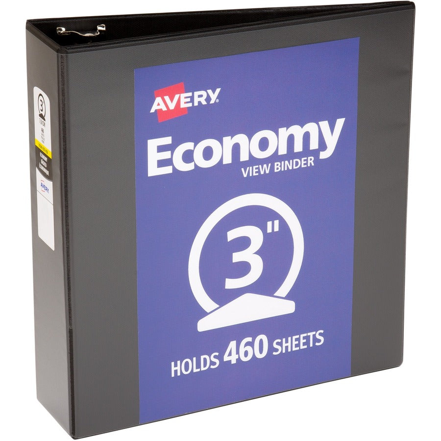 Avery® Economy View 3 Ring Binder 3" Round Rings 1 Black Binder (05740)