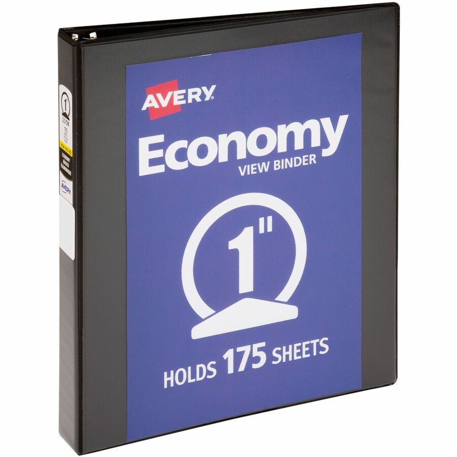 Avery® Economy View 3 Ring Binder 1 Inch Round Rings 1 Black Binder (05710)