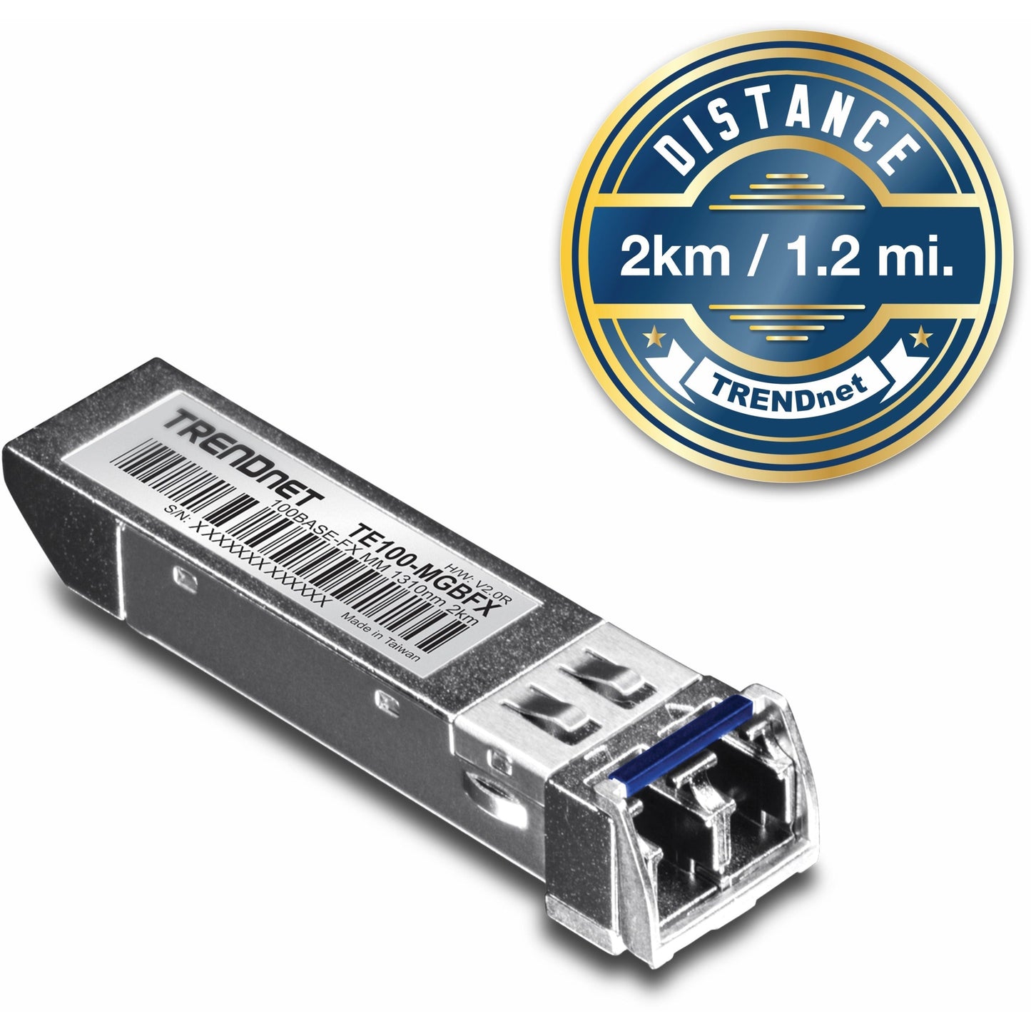 TRENDnet SFP to RJ45 100Base-FX Multi-Mode LC Module TE100-MGBFX Compatible with Mini-GBIC Supports 1310 nm Up to 155 Mbps Hot-Pluggable Up to 2 Km (1.2 Miles) Lifetime Protection