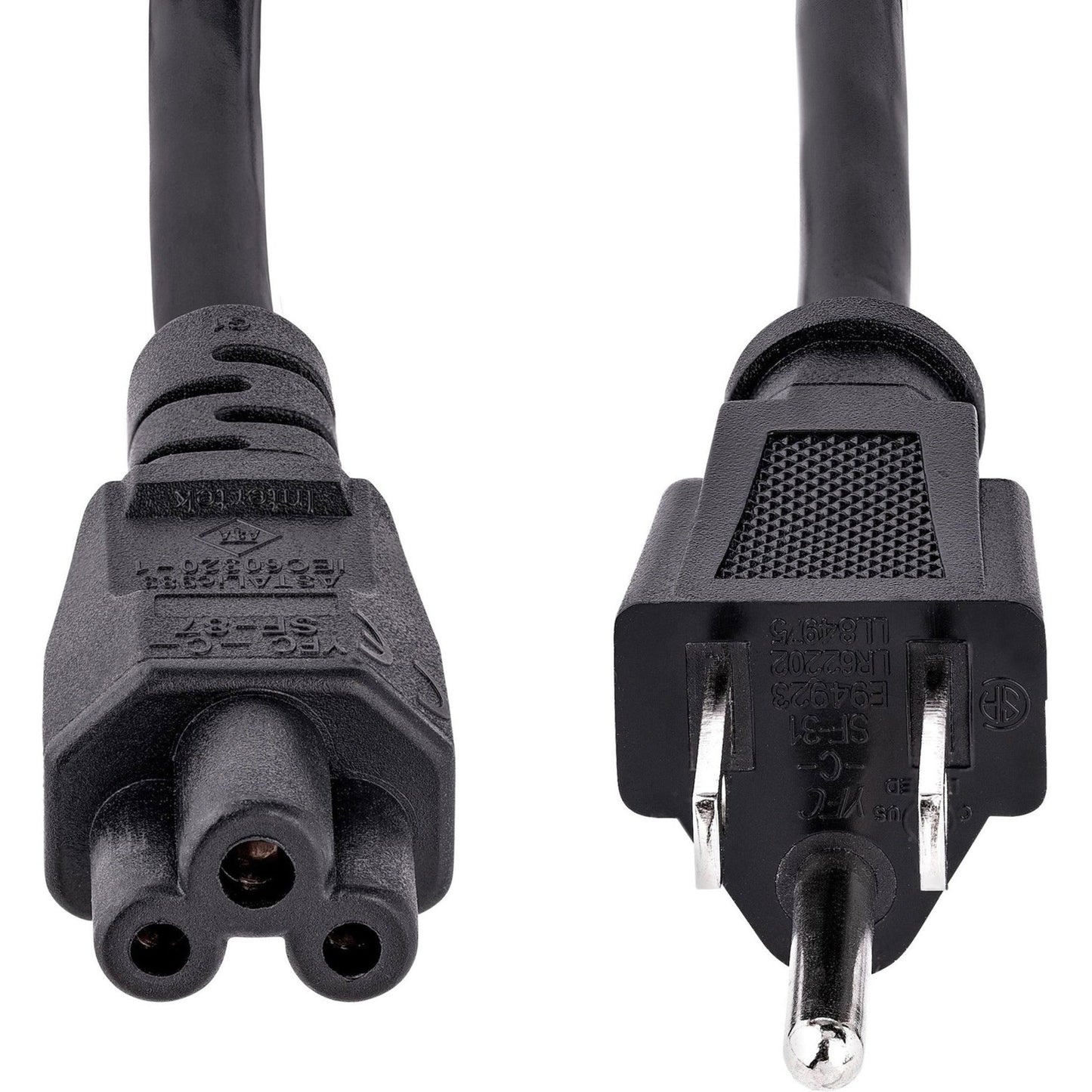 StarTech.com 10ft (3m) Laptop Power Cord NEMA 5-15P to C5 (Clover Leaf) 10A 125V 18AWG Laptop Replacement Cord Power Brick Cable