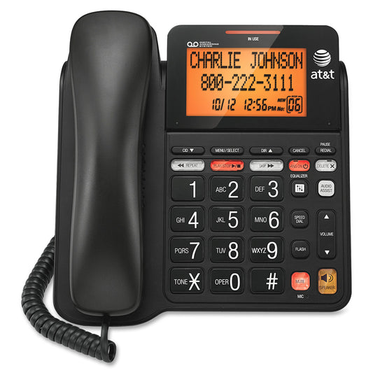 AT&T CL4940 Corded Phone System with Answering Machine Big Buttons and Large Tilt Display White