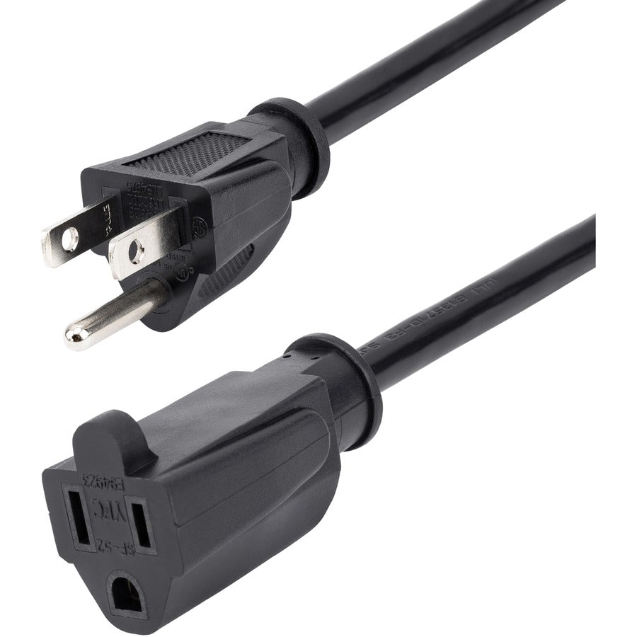 StarTech.com 3ft (1m) Power Extension Cord NEMA5-15R to NEMA5-15P Black Extension Cord 13A 125V 16AWG Computer Power Extension Cable