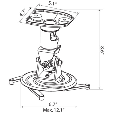 Amer Mounts Universal Ceiling Projector Mount - White