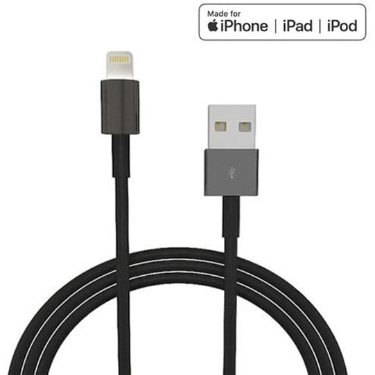 4XEM 10FT 3M Black Lightning cable for Apple iPhone/iPad/iPod - MFi Certified