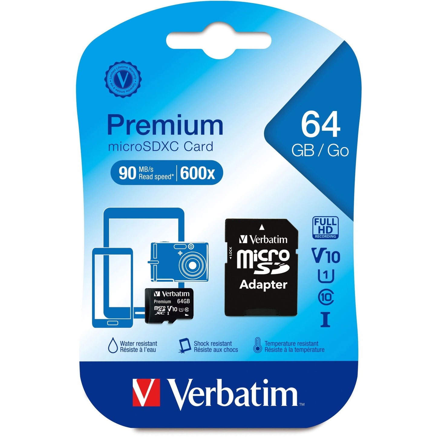 64GB Premium microSDXC Memory Card with Adapter UHS-I V10 U1 Class 10