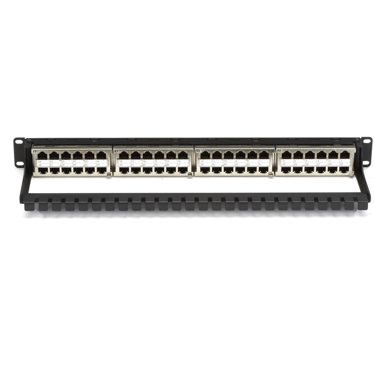 Black Box CAT5e Feed-Through Patch Panel - 1U Shielded 48-Port