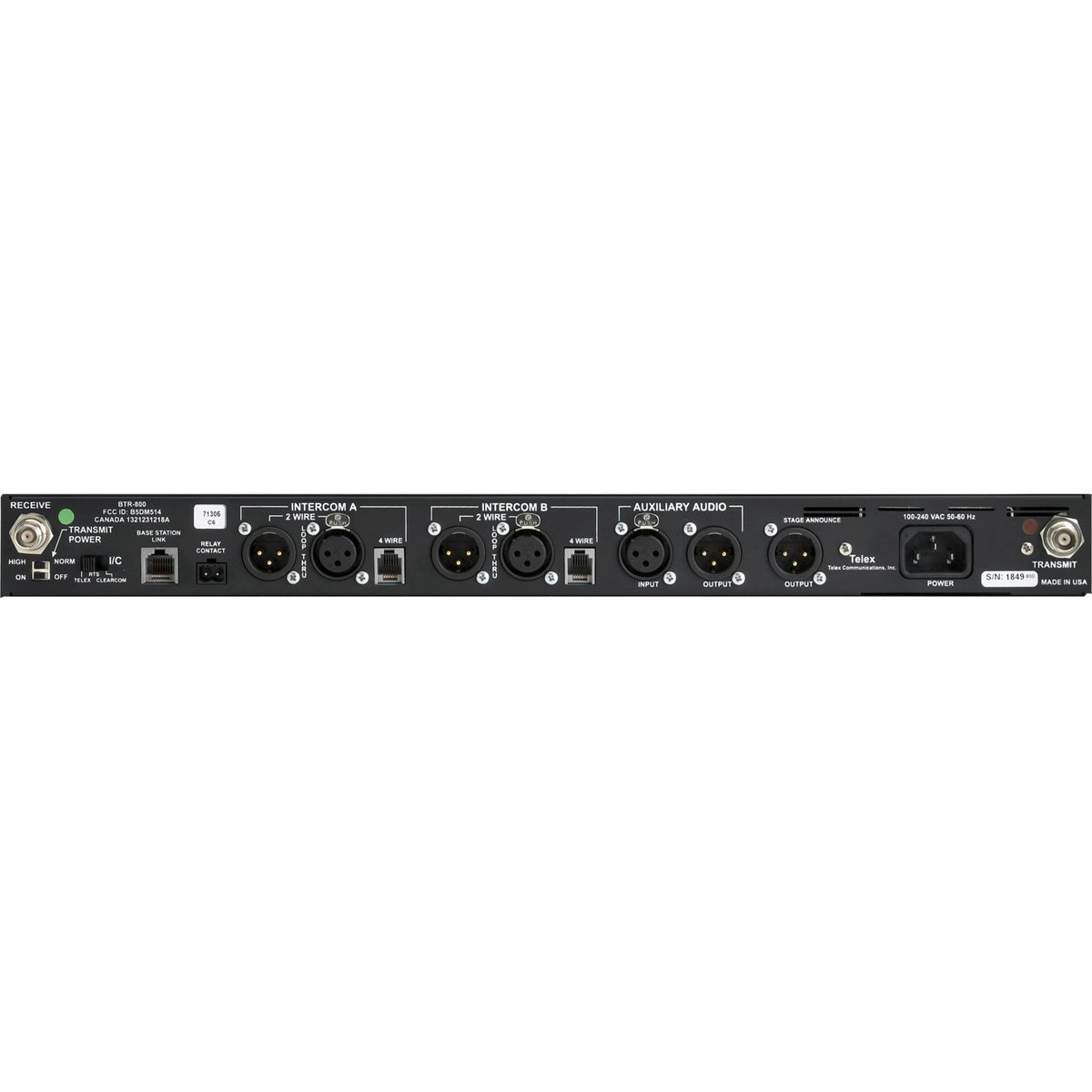 RTS Two-Channel UHF Synthesized Wireless Intercom Base Station