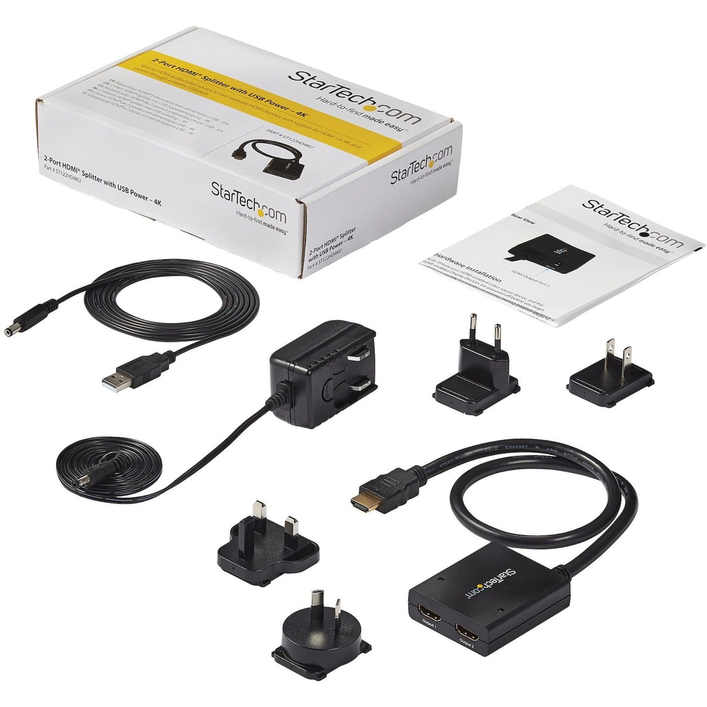 StarTech.com HDMI Splitter 1 In 2 Out â€" 4k 30Hz â€" 2 Port â€" Supports 3D video â€" Powered HDMI Splitter â€" HDMI Audio Splitter