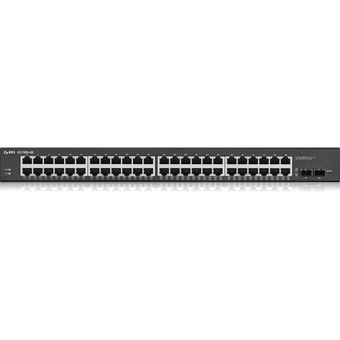 ZyXEL GS1900-48 L2 Web Managed 48-Port GbE Rackmount Switch with 2 SFP Total 50-Ports