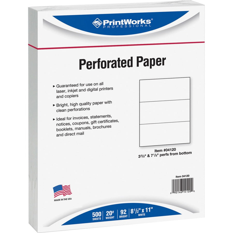 PrintWorks Professional Pre-Perforated Paper for Invoices Statements Gift Certificates & More
