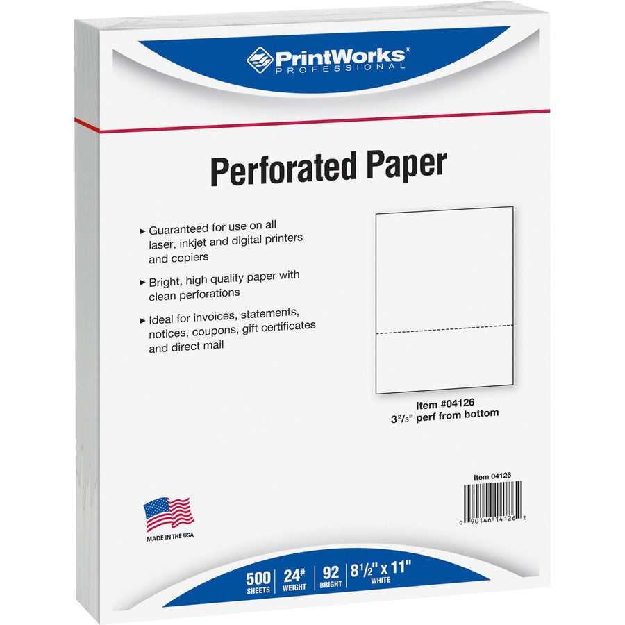 PrintWorks Professional Pre-Perforated Paper for Invoices Statements Gift Certificates & More