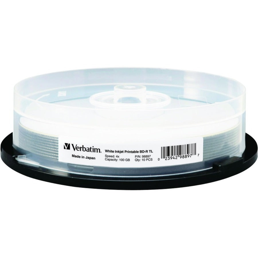 BDXL 100GB 4X White Inkjet Printable Hub Printable - 10pk Spindle