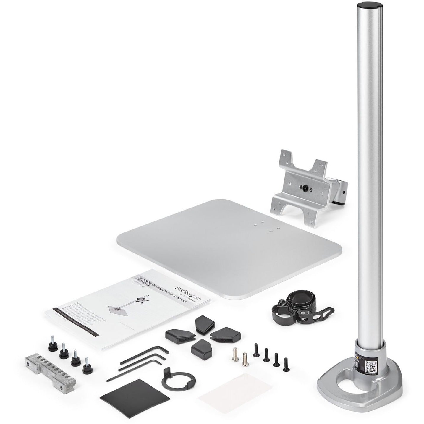 StarTech.com Single Monitor Stand For up to 34" (30.9lb/14kg) VESA Mount Monitors Works with iMac / Apple Cinema Displays Steel Silver
