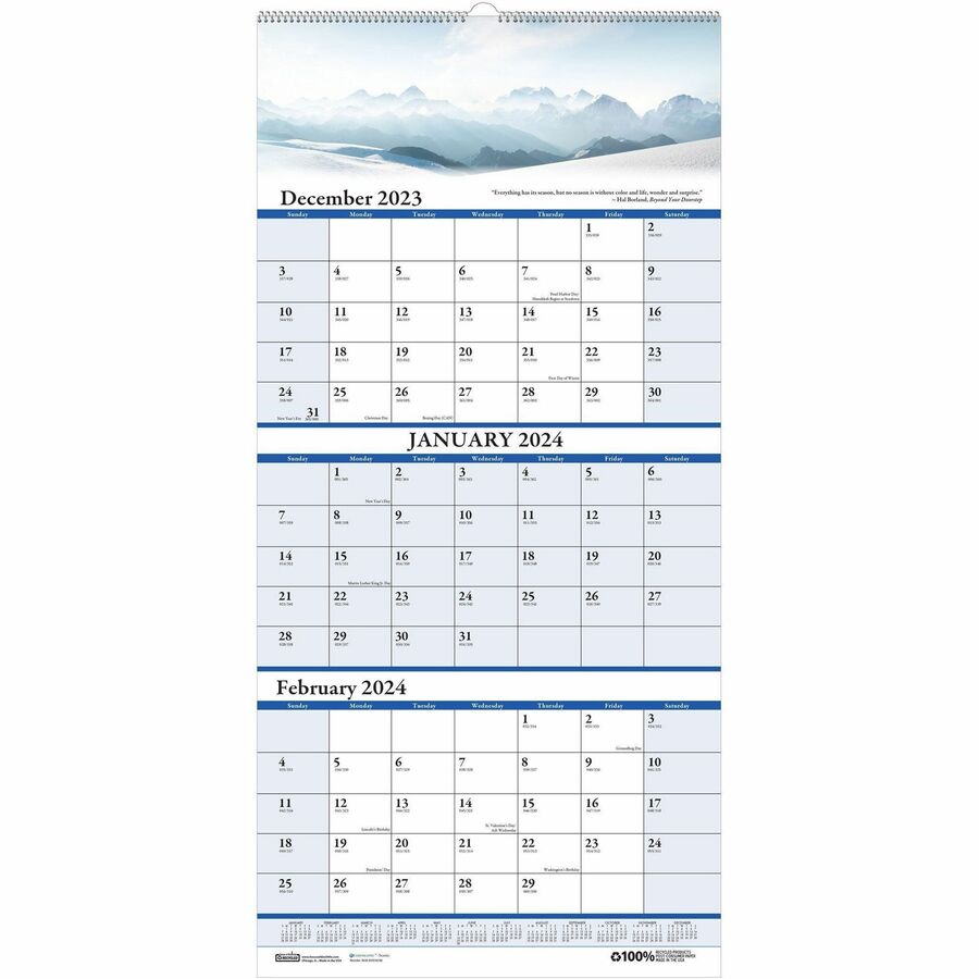 House of Doolittle Scenic 3-month Compact Wall Calendar