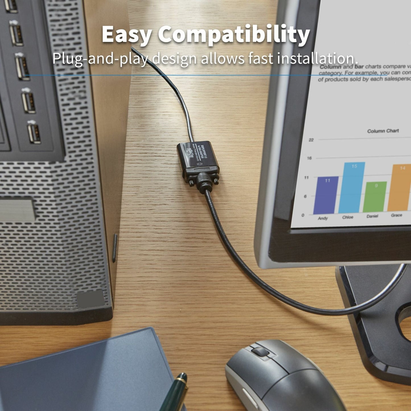 Tripp Lite DisplayPort to VGA Active Adapter Video Converter DP ver 1.2 (M/F) 6-in. (15.24 cm)