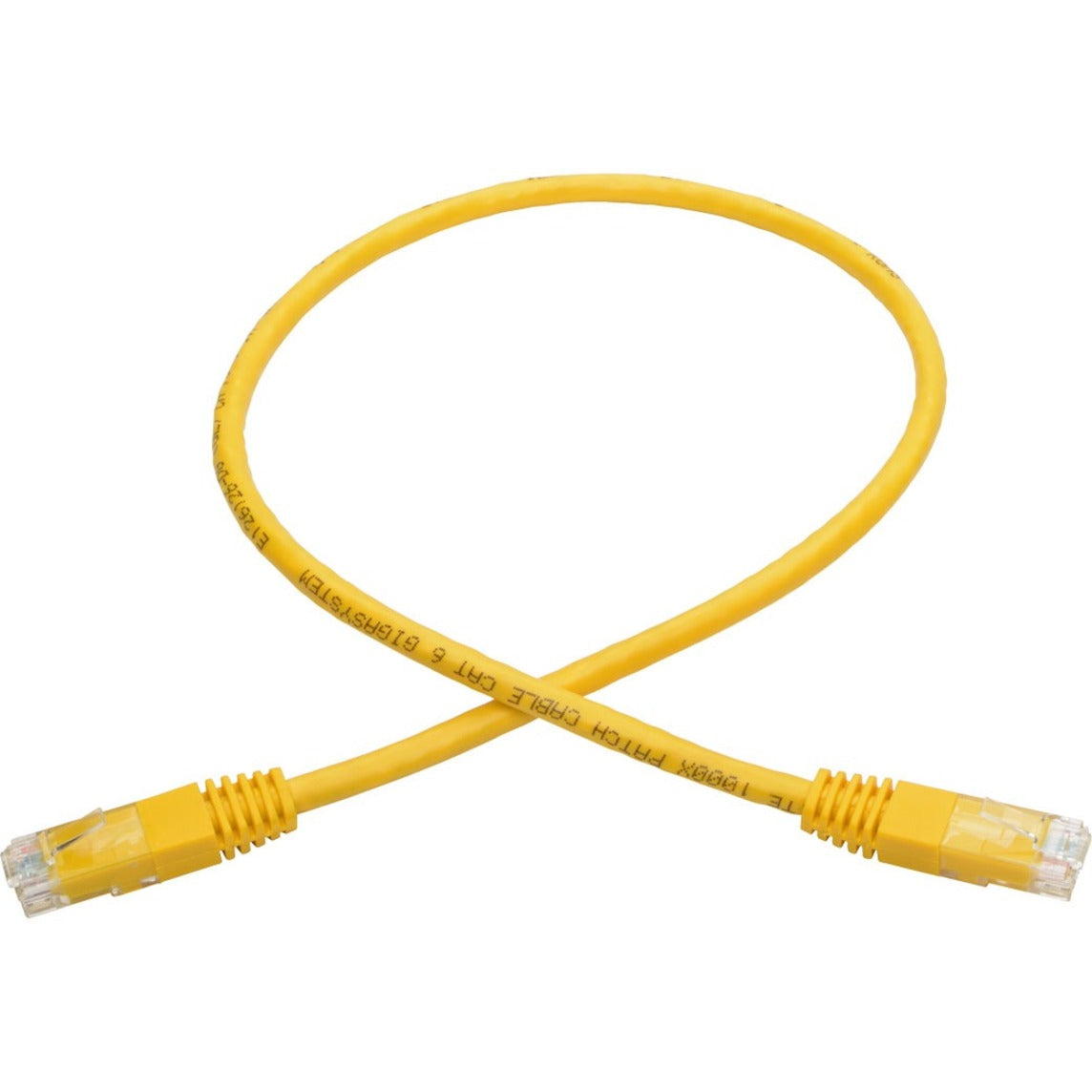 Tripp Lite Cat6 Gigabit Molded (UTP) Ethernet Cable (RJ45 M/M) PoE Yellow 2 ft. (0.61 m)