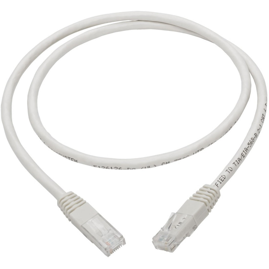 Tripp Lite Cat6 Gigabit Molded (UTP) Ethernet Cable (RJ45 M/M) PoE White 3 ft. (0.91 m)