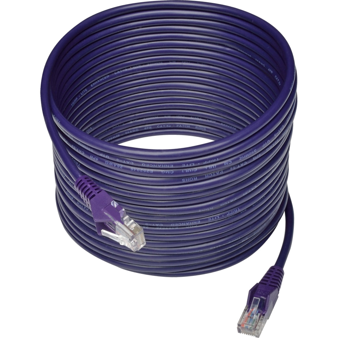 Tripp Lite Cat5e 350 MHz Snagless Molded (UTP) Ethernet Cable (RJ45 M/M) PoE Purple 25 ft. (7.62 m)