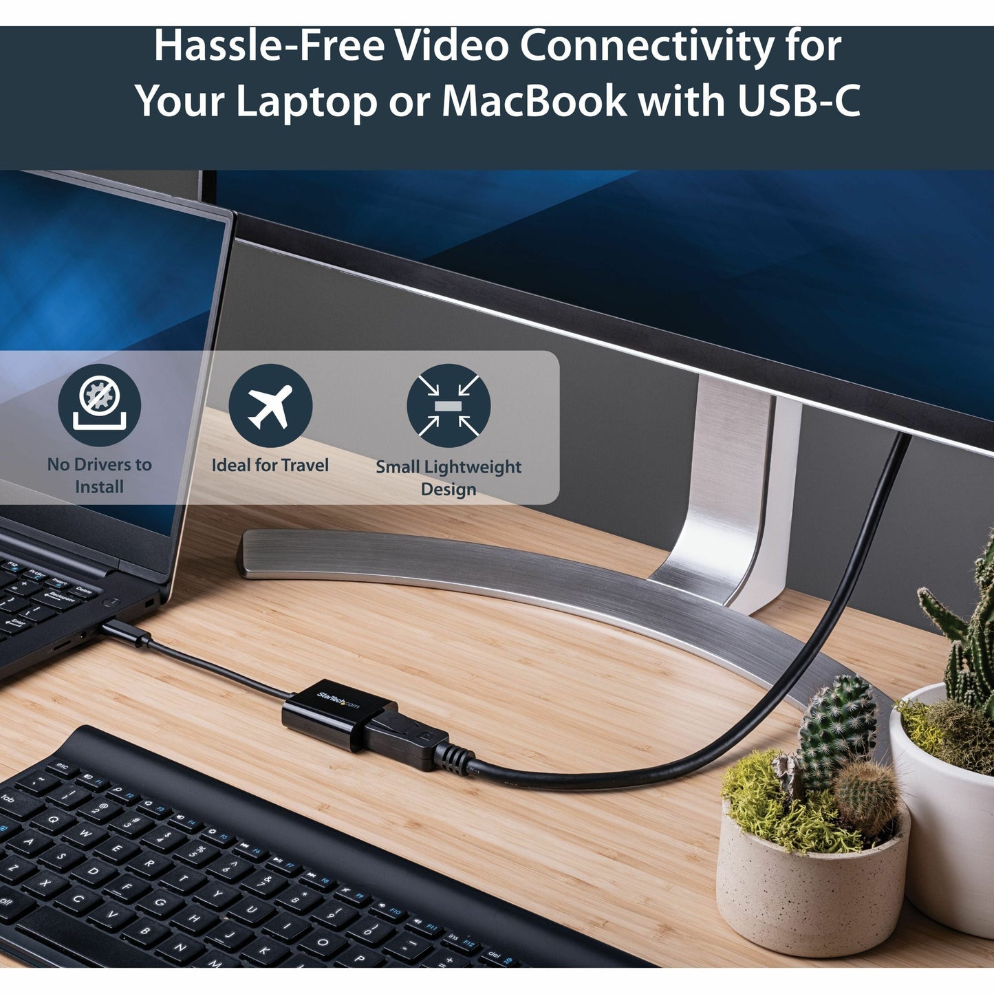 StarTech.com USB C to DisplayPort Adapter 4K 60Hz - USB Type-C to DP 1.4 Monitor Video Converter (DP Alt Mode) - Thunderbolt 3 Compatible