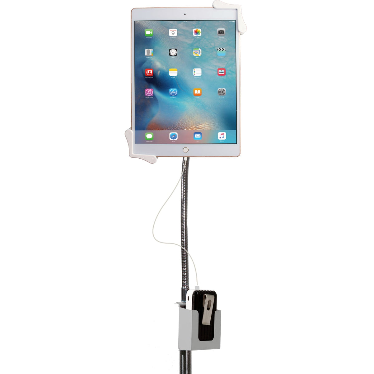 CTA Heavy-Duty Gooseneck Floor Stand for 7-13 Inch Tablets including iPad 10.2-inch (7th/ 8th/ 9th Generation)