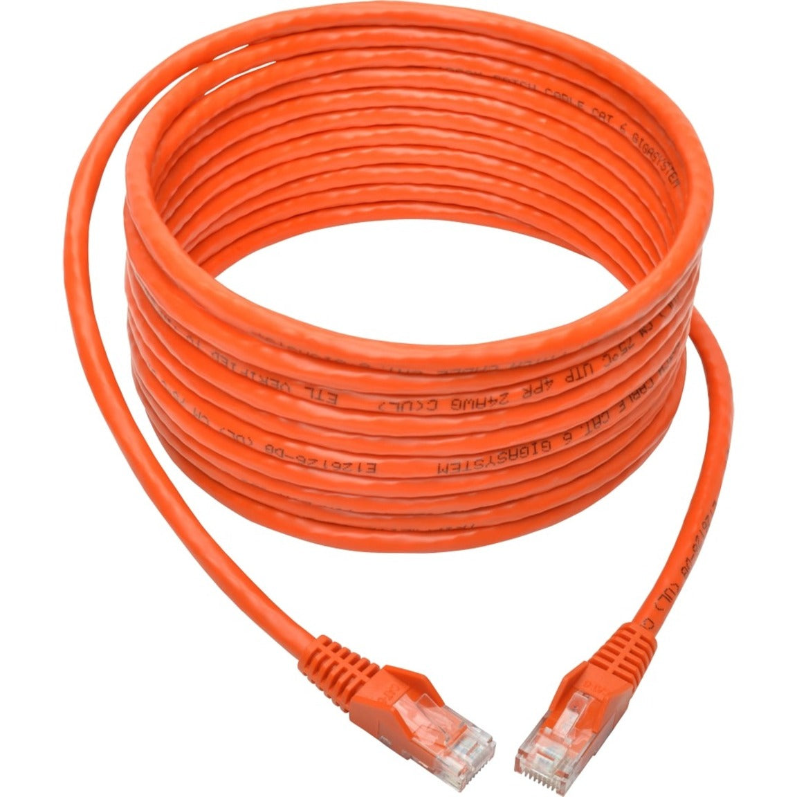 Tripp Lite Cat6 Gigabit Snagless Molded (UTP) Ethernet Cable (RJ45 M/M) PoE Orange 15 ft. (4.57 m)
