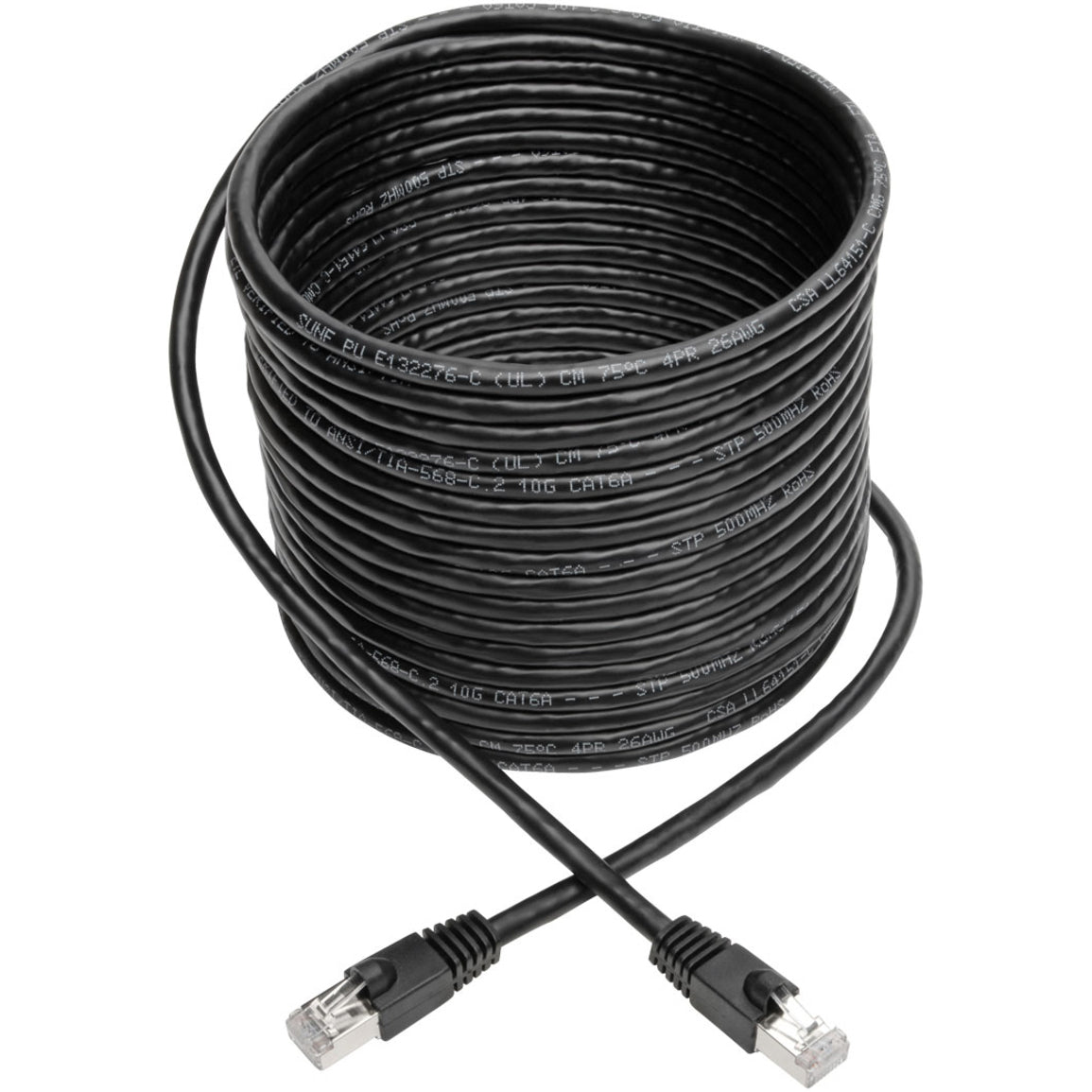 Tripp Lite Cat6a 10G Snagless Shielded STP Ethernet Cable (RJ45 M/M) PoE Black 25 ft. (7.62 m)