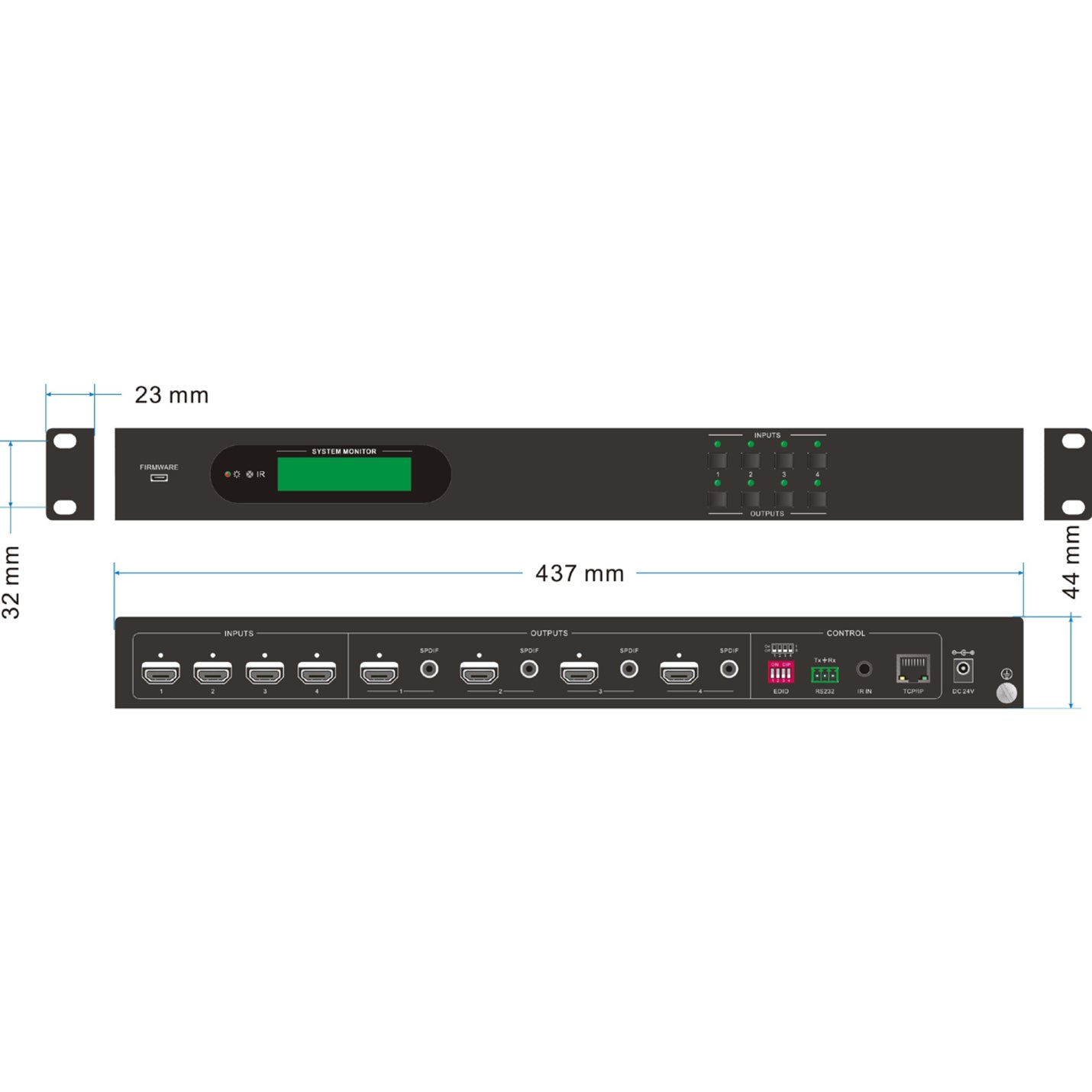 KanexPro Ultra-Fast 4x4 HDMI 2.0 Matrix Switcher with 4K/60Hz