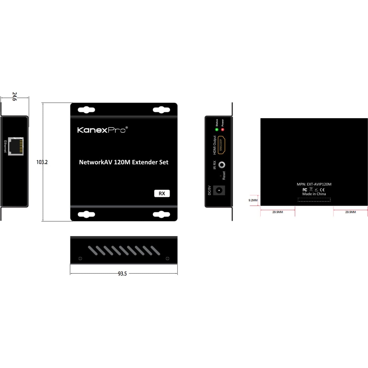 KanexPro NetworkAV 120M Extender Set