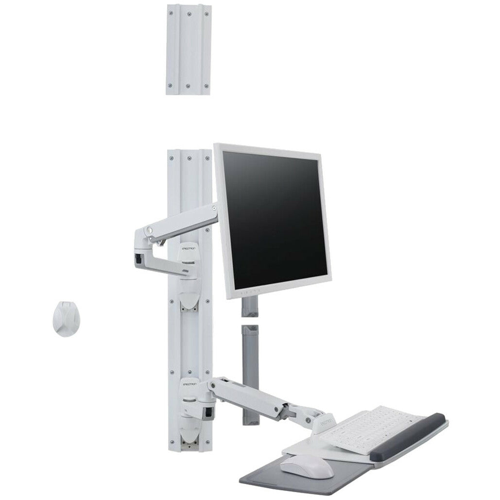Ergotron Wall Mount Track for Keyboard LCD Monitor Mouse - White