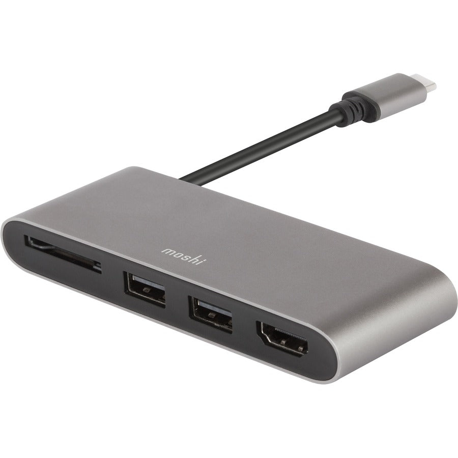 Moshi USB-C Multimedia Adapter HDMI 4K up to 30 Hz USB-A x2 SD Card Reader Aluminum Casings Works with MacBook MacBook Air MacBook Pro Surface
