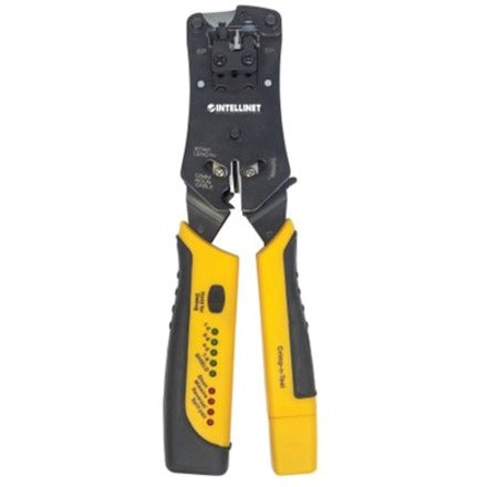 Intellinet Network Solutions Universal Modular Plug Crimping Tool and Cable Tester - Cuts Strips Terminates and Tests