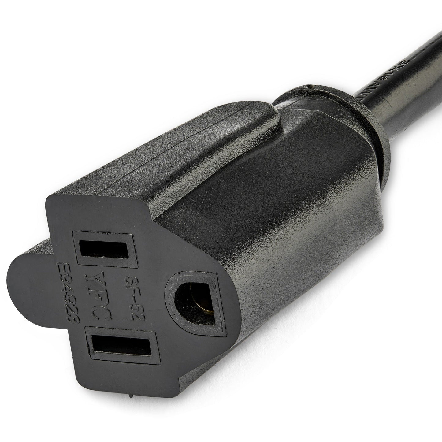 StarTech.com 1ft (0.3m) Power Extension Cord Right Angle NEMA 5-15P to NEMA 5-15R 13A 125V 16AWG Black Outlet Extension Cable
