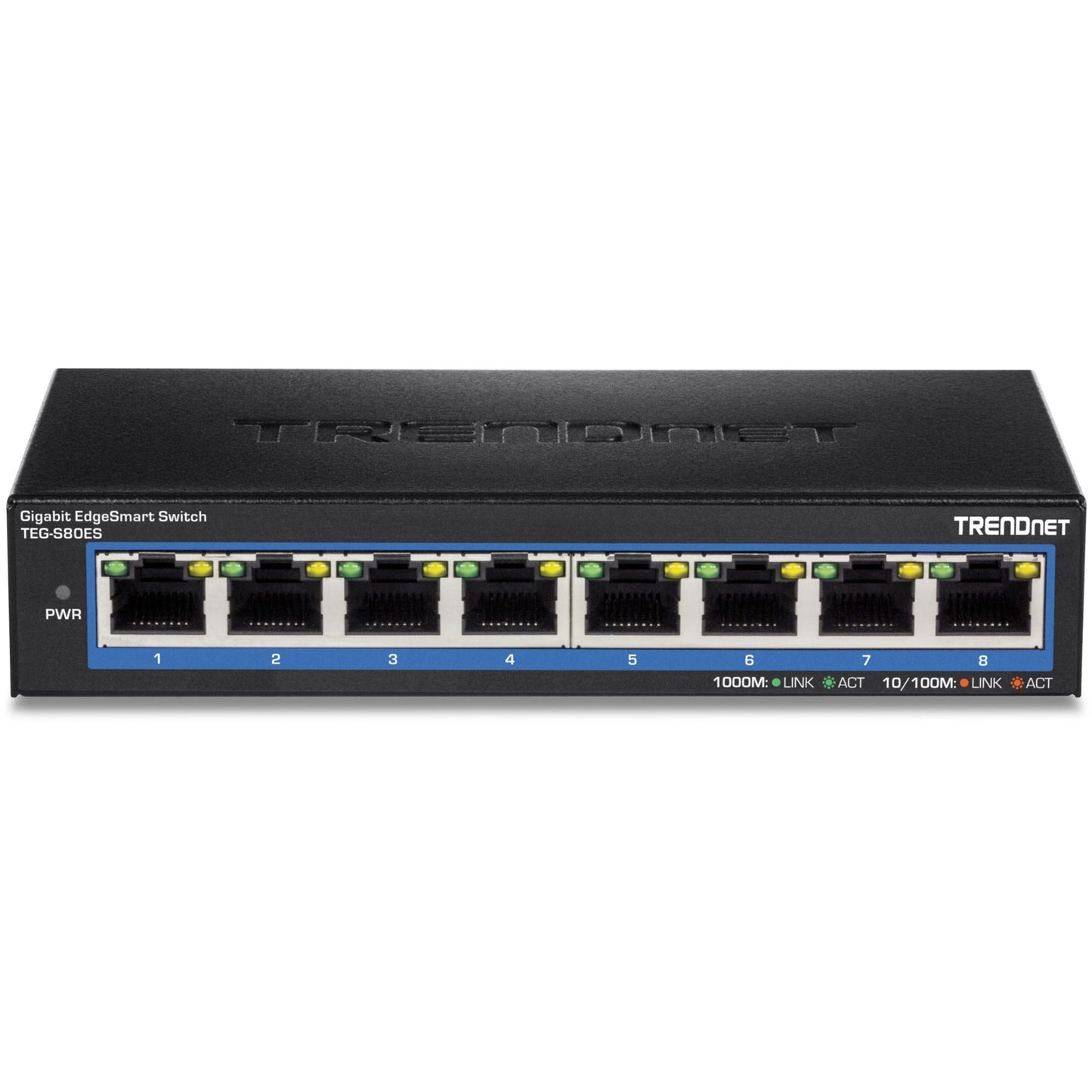 TRENDnet 8-Port Gigabit EdgeSmart Switch 8 x Gigabit Ports 16Gbps Switch Capacity Ethernet Network Desktop Switch Managed Gigabit Switch Metal Fanless Lifetime Protection Black TEG-S80ES
