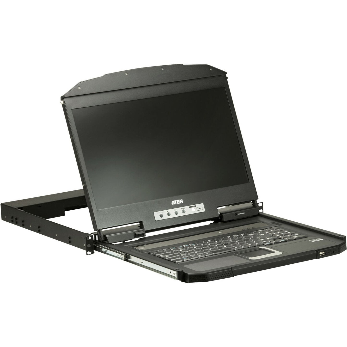 Aten 1U Ultra Short Depth Single Rail WideScreen LCD Console (USB / VGA)-TAA Compliant