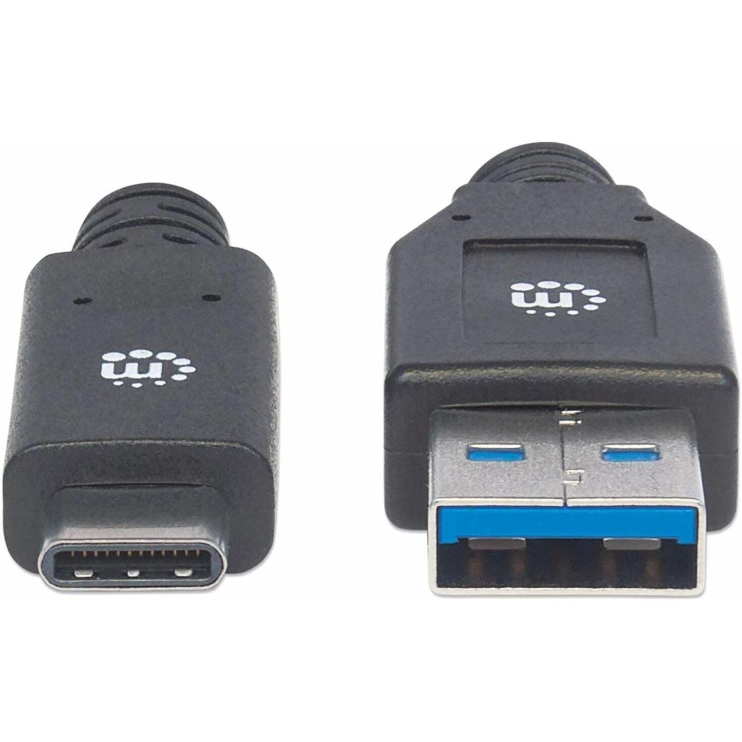 Manhattan USB-C to USB-A Cable 3m Male to Male 5 Gbps (USB 3.2 Gen1 aka USB 3.0) 3A (fast charging) SuperSpeed USB Black Lifetime Warranty Polybag