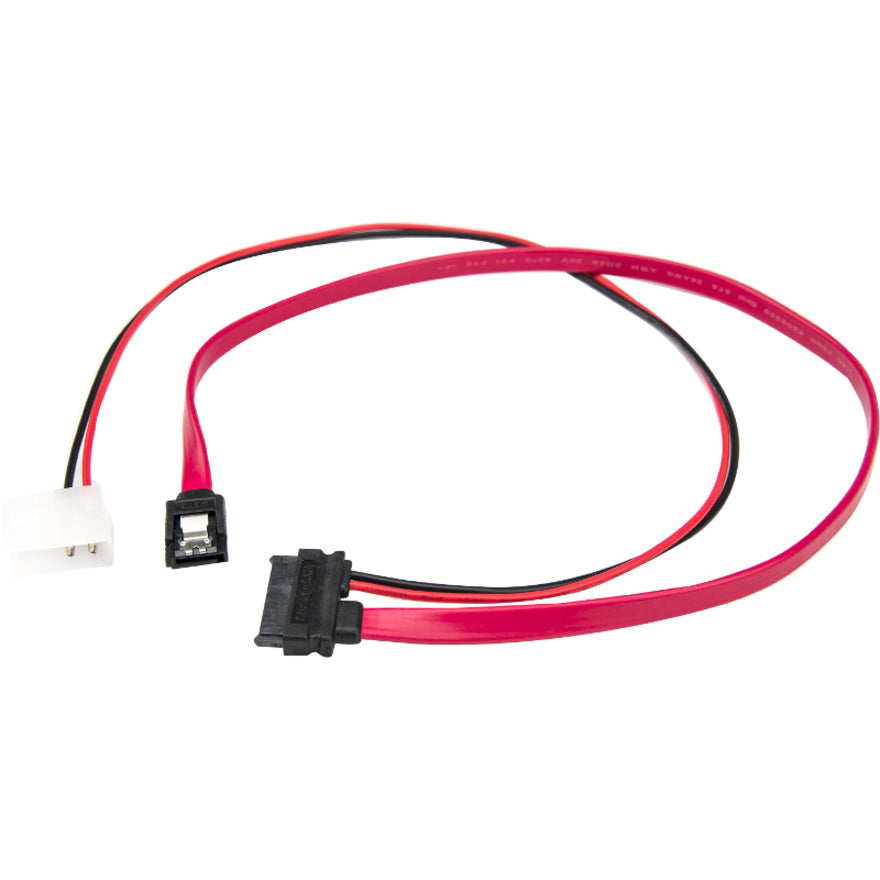 Rocstor Premium 20in / 50cm Slimline SATA to SATA with LP4 Power Cable Adapter - 20 W/ LP4 Power Cable Adapter - Red