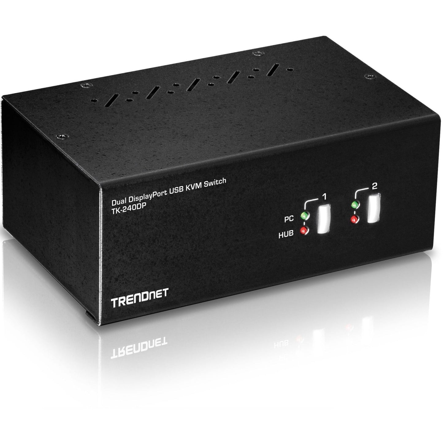 TRENDnet 2-Port Dual Monitor DisplayPort KVM Switch With Audio 2-Port USB 2.0 Hub 4K UHD Resolutions Up To 3840 x 2160 Connect Two DisplayPort Monitors Dual Monitor KVM Switch Black TK-240DP
