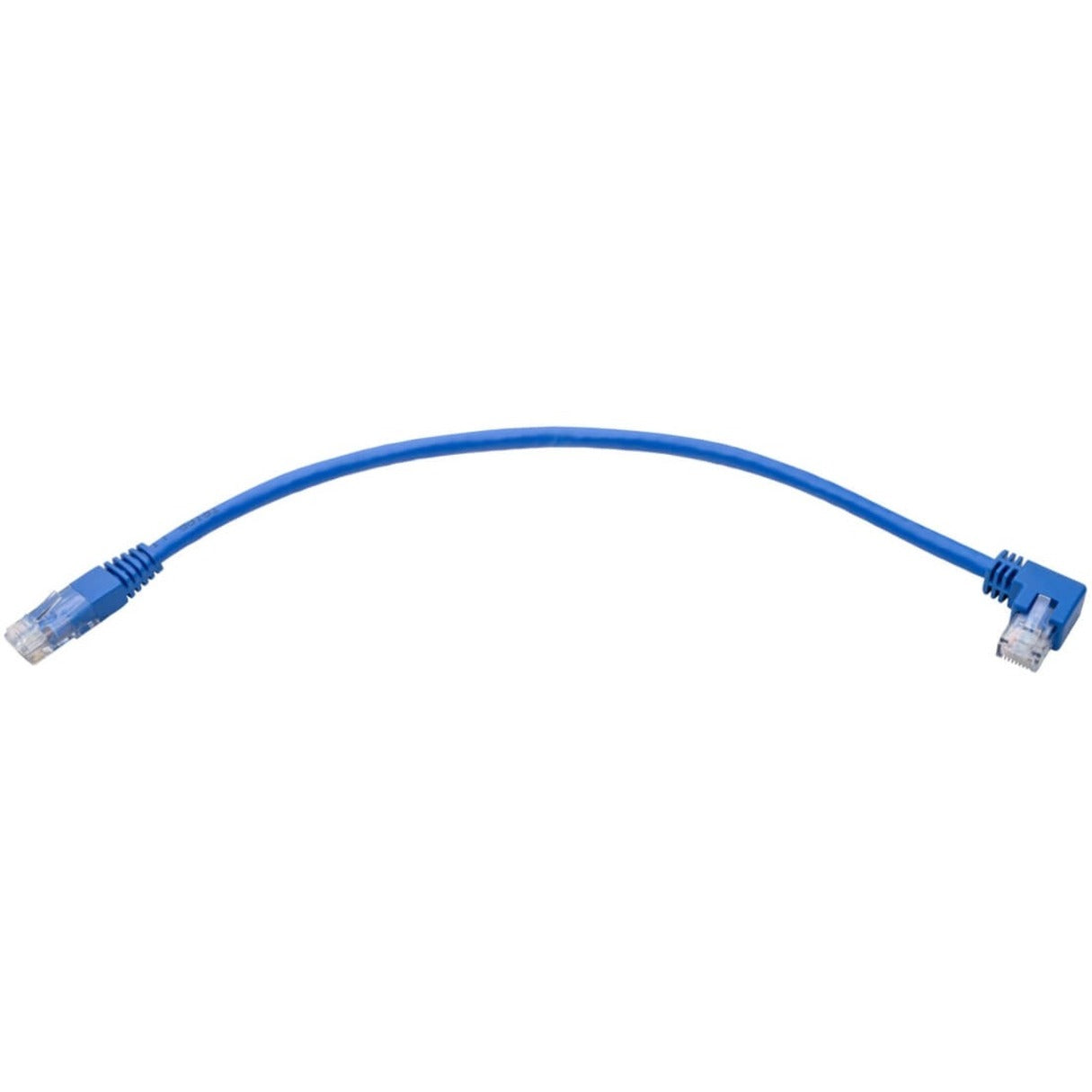 Tripp Lite Left-Angle Cat6 Gigabit Molded UTP Ethernet Cable (RJ45 Left-Angle M to RJ45 M) Blue 1 ft. (0.31 m)